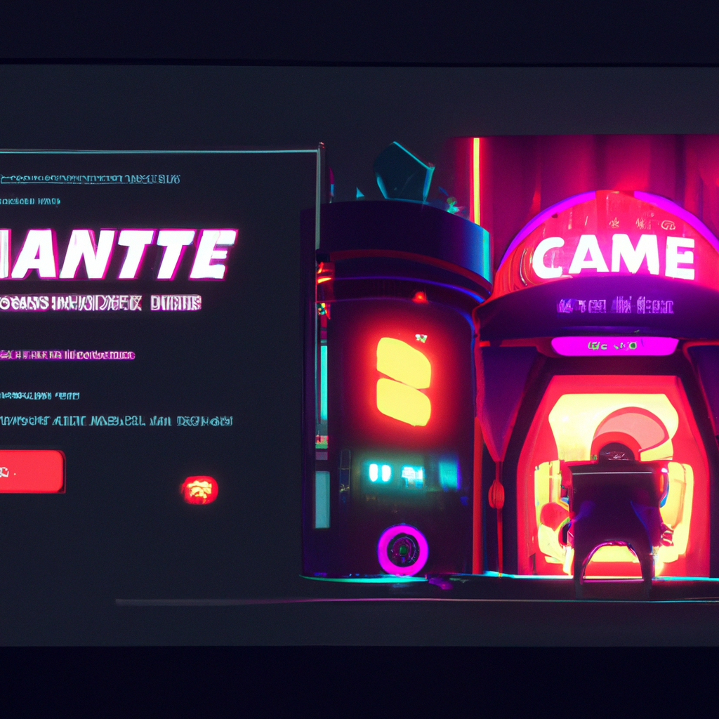 Nightforge Arcade cinematic lobby with neon silhouettes